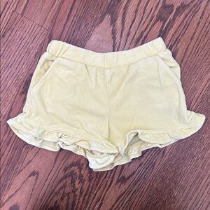 Mini Boden Light Yellow Ruffle Hem Terrycloth elastic Waist Shorts, size 5Y
